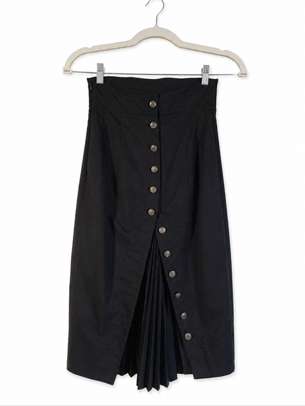 Byron Lars Black Pleated Back Button Skirt 2